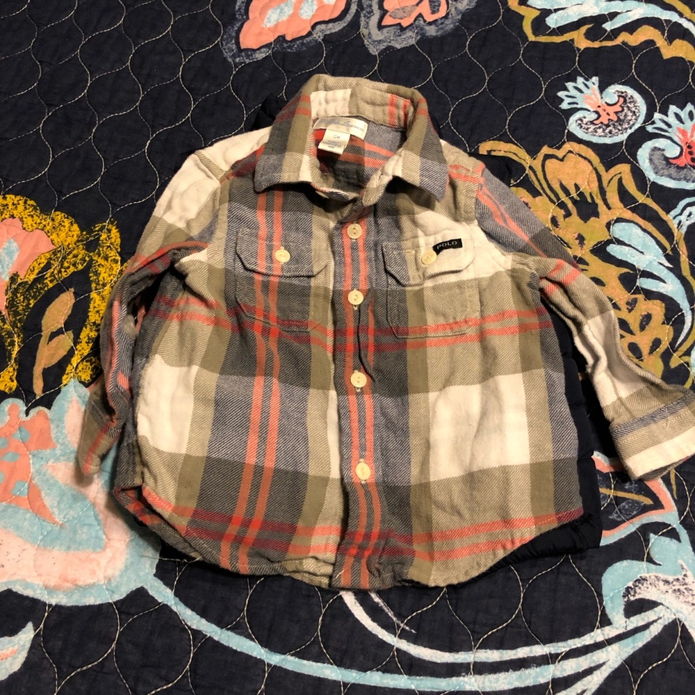 Baby Polo flannel shirt & puffer vest